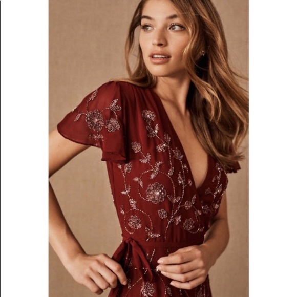 NWT Anthropologie BHLDN Red Plymouth Wrap Dress size 10, 14, 16 Mother of Bride - Picture 4 of 17